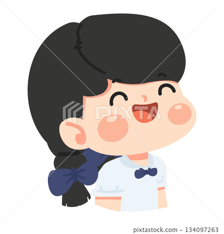 Cartoon Illustration of a Smiling School Girl Cartoon Illustration of a Smiling School Girl 134097263