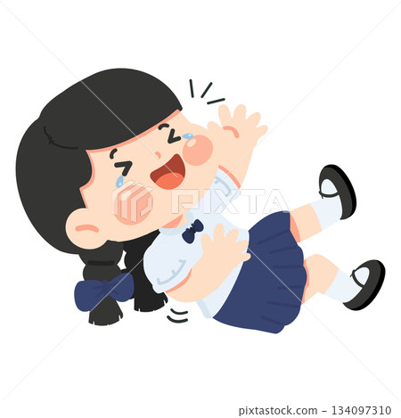 Cartoon Girl Laughing So Hard She is Crying 134097310