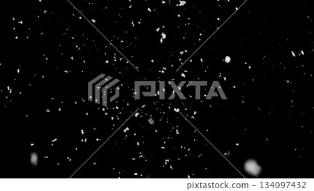 Freeze motion of natural snow falling on black background 134097432