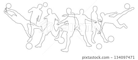 Soccer Football Players Silhouettes 134097471
