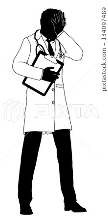 Doctor Upset Man Medical Silhouette Person Doctor Upset Man Medical Silhouette Person 134097489