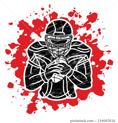 American Football Player Cartoon Silhouette Sport Graphic Vector 134097616