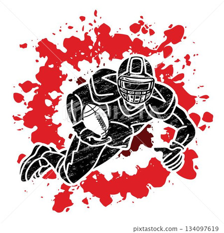American Football Player Cartoon Silhouette Sport Graphic Vector 134097619