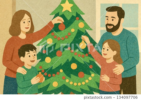 聖誕節準備、聖誕樹裝飾、家庭 134097706