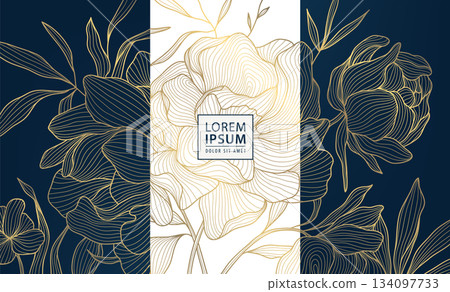 Elegant floral vector background, flower gold line patterns, leaves, oriental ornaments, Chinese, Japanese art. Luxury wedding invitations, spring greeting cards, anniversary posters, vintage royal. Elegant floral vector background, flower gold line patterns, leaves, oriental ornaments, Chinese, Japanese art. Luxury wedding invitations, spring greeting cards, anniversary posters, vintage royal. 134097733