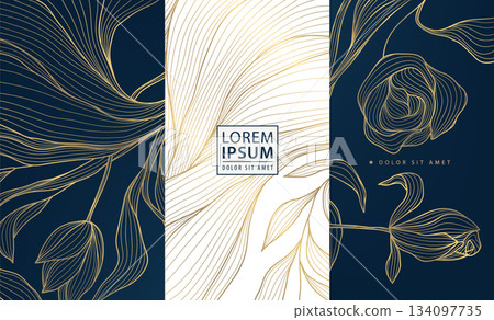 Elegant floral vector background, flower gold line patterns, leaves, oriental ornaments, Chinese, Japanese art. Luxury wedding invitations, spring greeting cards, anniversary posters, vintage royal. Elegant floral vector background, flower gold line patterns, leaves, oriental ornaments, Chinese, Japanese art. Luxury wedding invitations, spring greeting cards, anniversary posters, vintage royal. 134097735