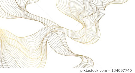 Elegant abstract vector background, golden wave lines, smooth gradient, flowing geometric curves, Japanese aesthetics. Luxury cards, award ribbons, modern banner, premium pattern. Elegant abstract vector background, golden wave lines, smooth gradient, flowing geometric curves, Japanese aesthetics. Luxury cards, award ribbons, modern banner, premium pattern. 134097740