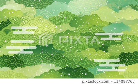 背景材質採用柔和的綠色和紙紋理。 134097763