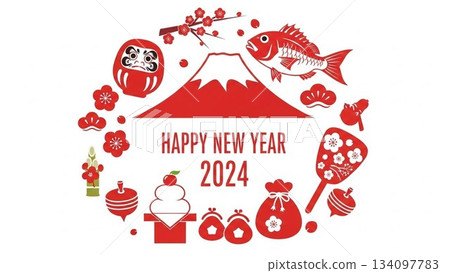2024年新年設計以富士山、達摩不倒翁和鯛魚等吉祥物為特色 2024年新年設計以富士山、達摩不倒翁和鯛魚等吉祥物為特色 134097783