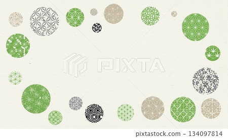 日式邊框背景設計，飾以淺綠色日式圖案 134097814