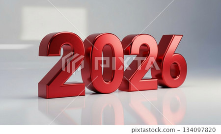 簡潔現代的背景設計，帶有 2026 3D 數位。 134097820