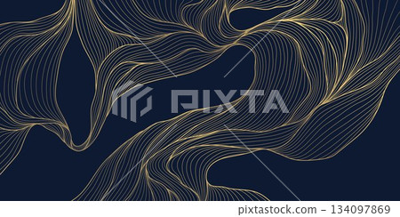 Elegant abstract vector background, gold waves, smooth linear curves, Japanese deco elements. Premium wavy pattern, ocean, soft organic shapes, geometric flow, cover design. Elegant abstract vector background, gold waves, smooth linear curves, Japanese deco elements. Premium wavy pattern, ocean, soft organic shapes, geometric flow, cover design. 134097869