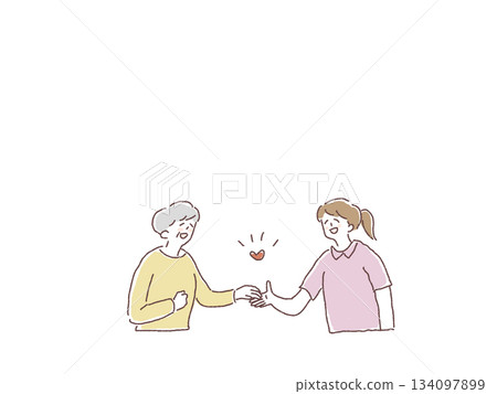 女護士兼護理員與老年人手牽手 134097899