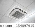 Ceiling mounted cassette type air conditioner. 134097915