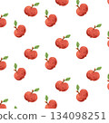 Hand drawn vector apple seamless pattern watercolor style 134098251