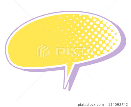 American comic book speech bubble, polka dot pattern with colorful shadows, oblong, yellow American comic book speech bubble, polka dot pattern with colorful shadows, oblong, yellow 134098742