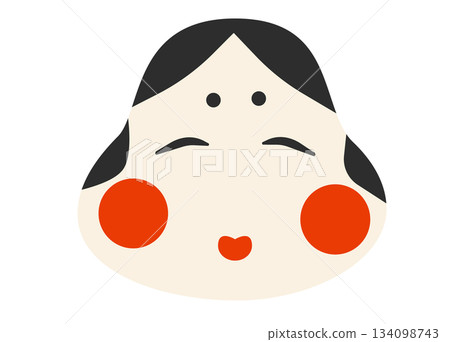 New Year's/New Year's card material: Smiling Otafuku-san 134098743