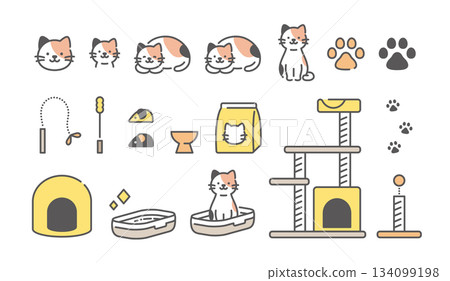 可愛的貓咪生活圖示集 可愛的貓咪生活圖示集 134099198