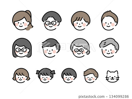不同年齡的臉部圖標 134099286