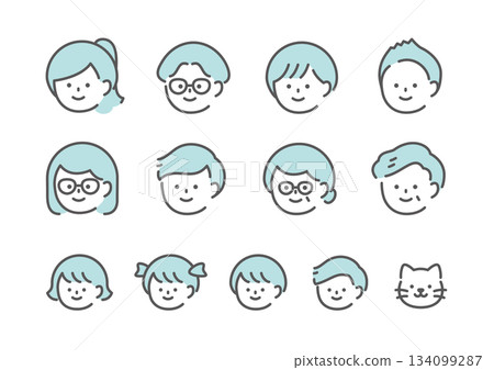 Face icons of various ages 134099287