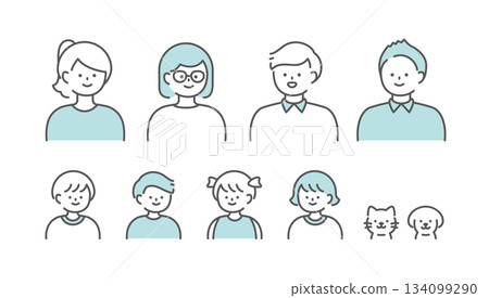 情侶父母與孩子圖示集 134099290
