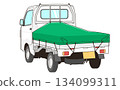 白色輕型卡車帶貨廂蓋的向量圖 134099311