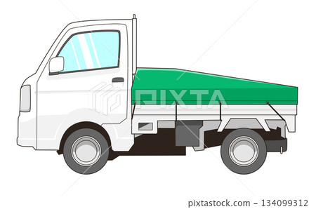Vector illustration of a white light truck with a bed cover Vector illustration of a white light truck with a bed cover 134099312