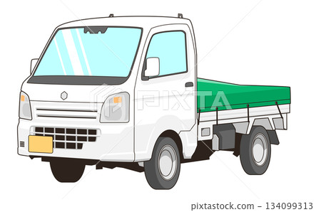 白色輕型卡車帶貨廂蓋的向量圖 134099313