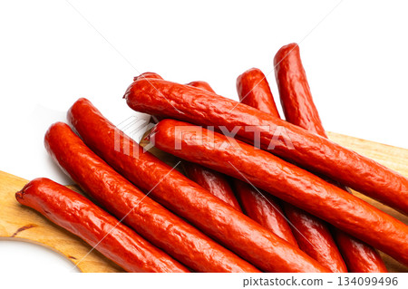 Smoked sausages close-up Smoked sausages close-up 134099496