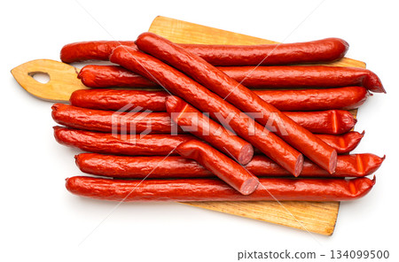 smoked sausages close-up smoked sausages close-up 134099500