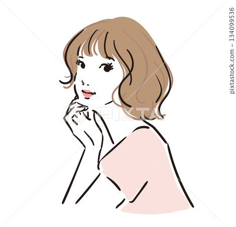 Cute woman with medium hair upper body Cute woman with medium hair upper body 134099536