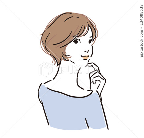 Cute woman with short hair, upper body 134099538