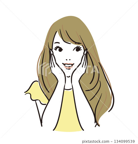 Cute woman with long hair, upper body, smiling 134099539