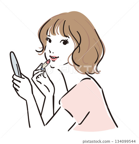 長髮、上半身化妝的可愛女子 134099544