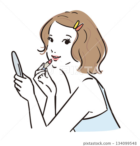 Cute woman with medium hair, upper body makeup Cute woman with medium hair, upper body makeup 134099548