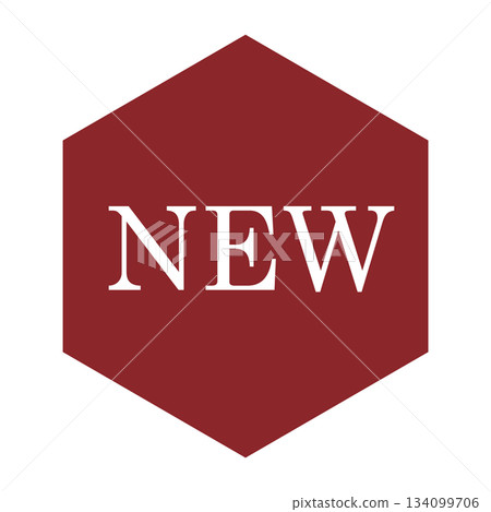 「NEW」標誌，六邊形，透明背景 134099706