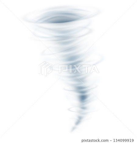 Realistic tornado storm, hurricane wind vortex, vector 3D cyclone swirl storm, whirlwind air twister funnel Realistic tornado storm, hurricane wind vortex, vector 3D cyclone swirl storm, whirlwind air twister funnel 134099919