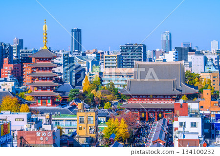 Tokyo cityscape in Japan. December. Inbound tourism continues... It's like a foreign country... Sensoji Temple bustling with foreign tourists 134100232