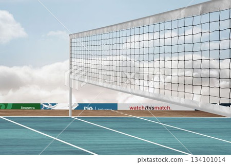 Digitally generated image of badminton stadium 134101014