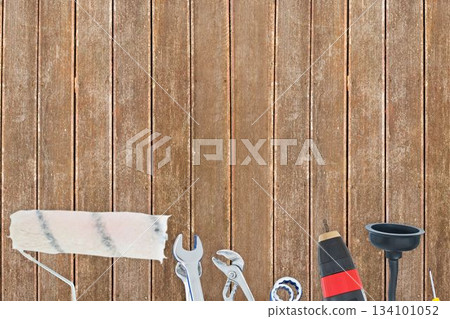 DIY tools on wooden background DIY tools on wooden background 134101052