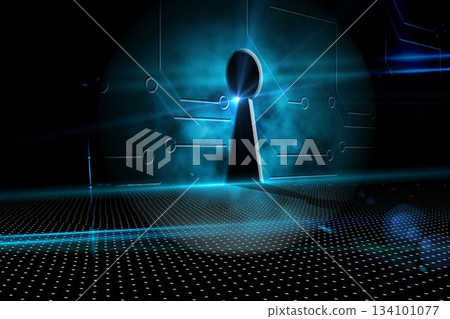 Keyhole on technological background 134101077