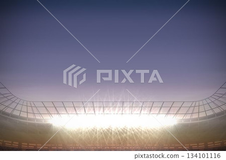 Large football stadium with spotlights under dark grey sky Large football stadium with spotlights under dark grey sky 134101116