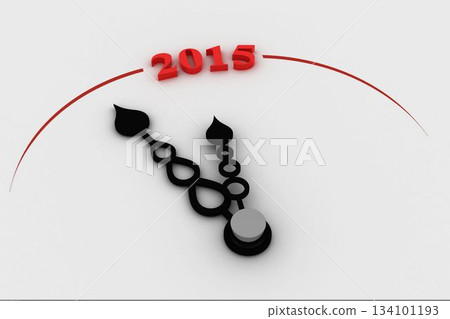 Digitally generated image of 2015 on clock 134101193