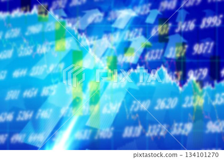 Composite image of arrow symbols and graph 134101270