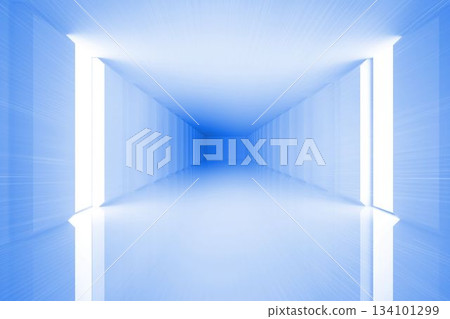 Bright blue room with windows Bright blue room with windows 134101299