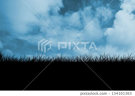Digitally generated Blue sky over grass 134101363