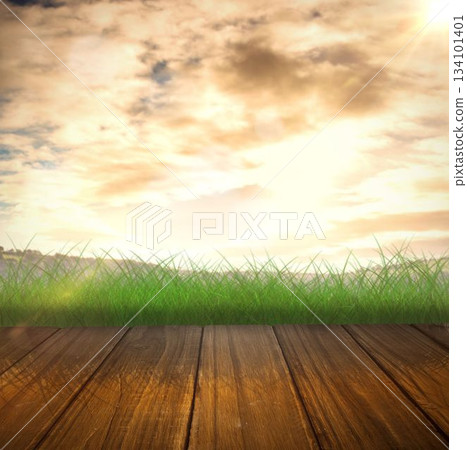 Wooden planks against field Wooden planks against field 134101401