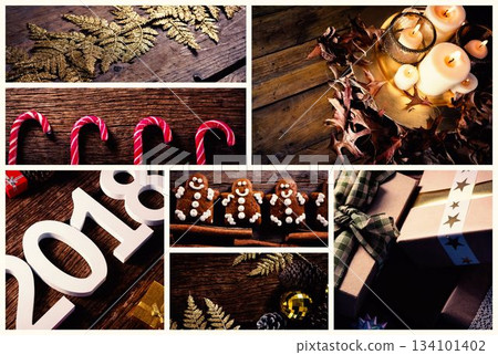 Candle and Christmas decoration 134101402