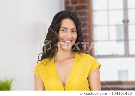 Portrait of sexy woman at home in living room Portrait of sexy woman at home in living room 134101450