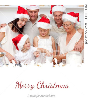 a happy family Christmas card 134101461